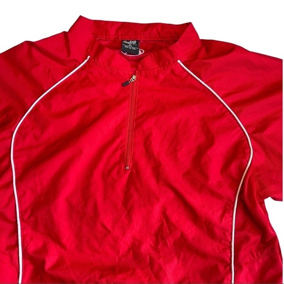 Rawlings Men’s 1/4 Zip Short Sleeved Red Wind Breaker Jacket - Picture 2 of 10